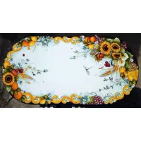 Picture Luxurious volcanic stone countertop with a flower and fruit motif - Ceramiche Valchida