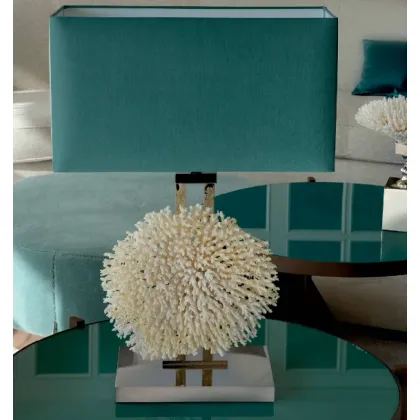 Picture Elegant lamp with a green lampshade made of nickel-plated brass and coral