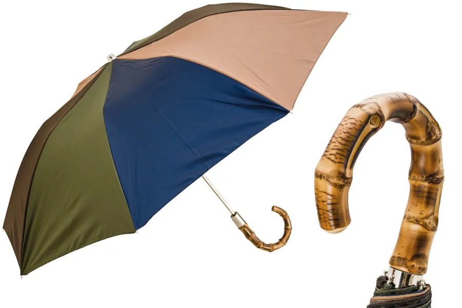 obrazek 1 Wyjątkowy parasol męski w różnokolorowe pola z piękną rączką - Pasotti