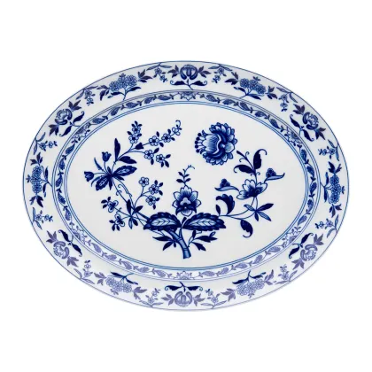 Zdjęcie Klasyczny średni owalny talerz Margão z roślinnym wzorem inspirowanym klasyczną porcelaną - Vista Alegre