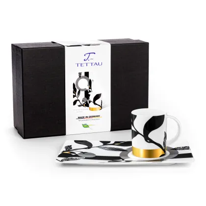 Zdjęcie Niepowtarzalny dwuczęściowy zestaw - kubek z podstawką z oryginalnym wzorem – Tettau