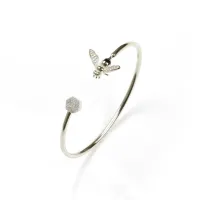 Picture Rhodium-plated silver bracelet, finished with white zircons and black enamel