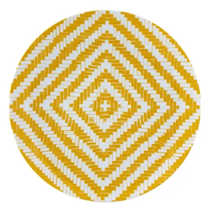 Zdjęcie Talerz obiadowy z kolekcji Olhar o Brasil z geometrycznym biało-żółtym wzorem - Vista Alegre