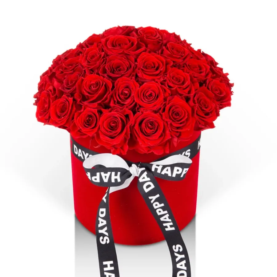 obrazek 3 Czerwony bukiet wiecznych róż we flower boxie - Luxury Products
