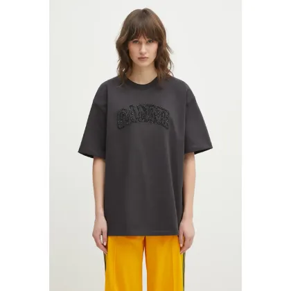 Zdjęcie GANNI t-shirt bawełniany Heavy Cotton Drop Shoulder damski kolor szary T4095