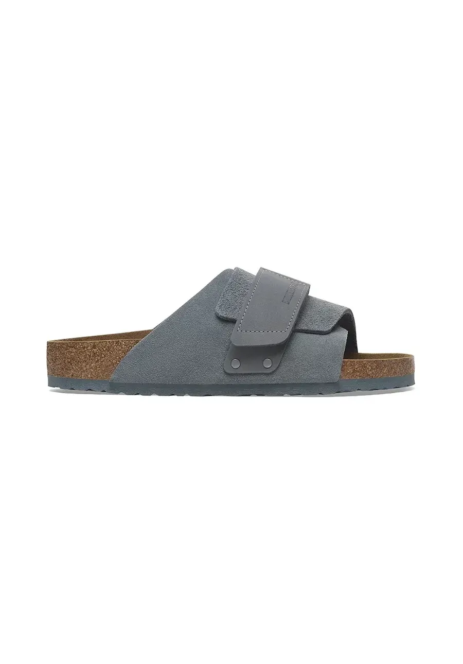 obrazek 1 Birkenstock klapki skórzane Kyoto męskie kolor szary 1029144