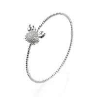 Picture Unusual bracelet, rhodium-plated silver, white zircons