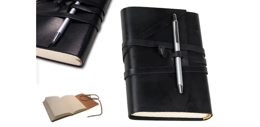 notes z naturalnej skóry koloru czarnego