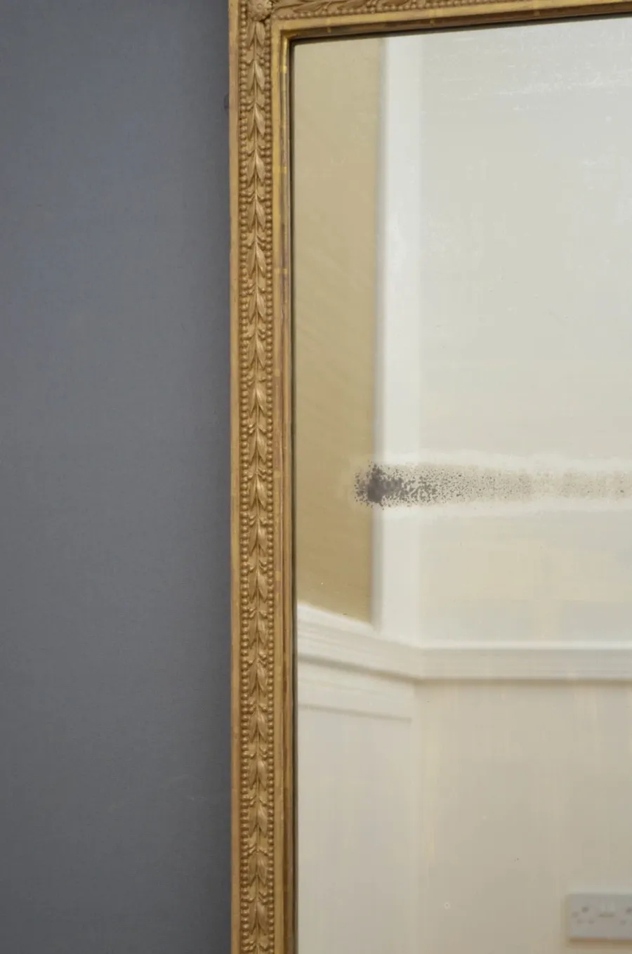 obrazek 2 Wiktoriańskie lusterko ścienne pozłacane, z oryginalną płytą lustrzaną - antyk