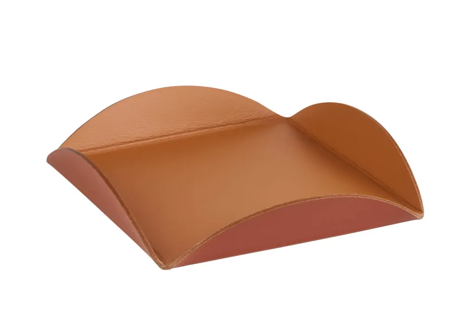 obrazek 1 Elegancka skórzana podkładka na stół 30x30xH2,5 cm w kolorze koniakowym