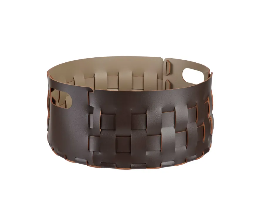 obrazek 1 Okrągły kosz Bottega Ø40xH20 cm  w kolorze czekoladowym