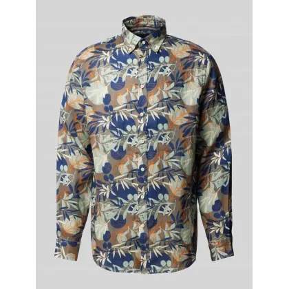 Zdjęcie Koszula lniana o kroju regular fit z kołnierzykiem typu button down