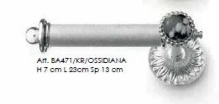 obrazek 1 Uchwyt na papier toaletowy z mosiądzu w kropki z kaboszonem obsydianowym - Il Paralume Marina