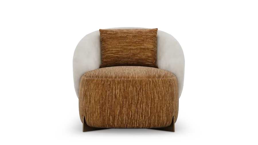obrazek 2 Elegancki tapicerowany fotel z metalową podstawą i jedną poduszką.