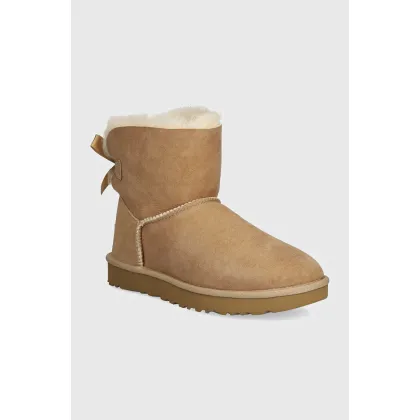 Zdjęcie UGG śniegowce zamszowe Mini Bailey Bow II kolor beżowy 1016501-SAN