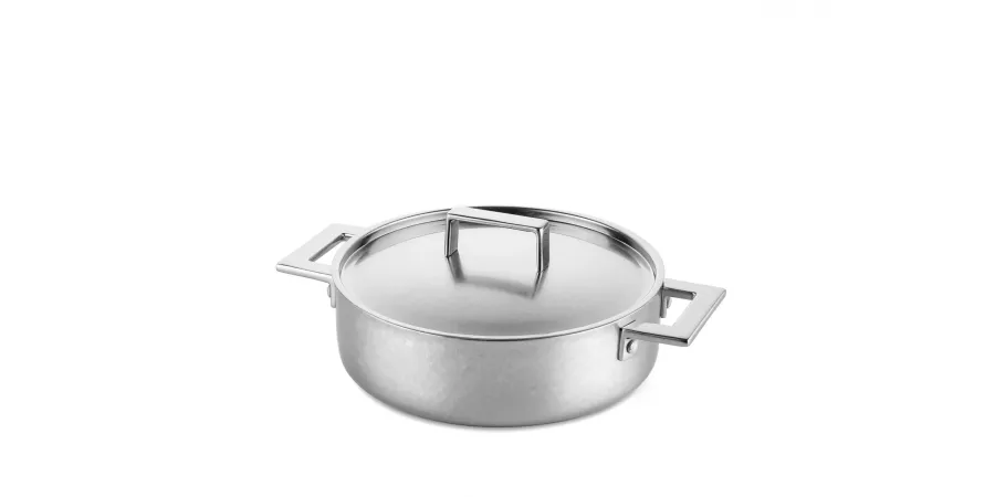 obrazek 1 Stylowy płaski garnek 24 cm wykonany ze stali nierdzewnej
