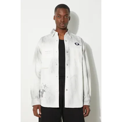 Zdjęcie AAPE koszula jeansowa męska kolor biały relaxed z kołnierzykiem klasycznym AAPSTM8480XAM