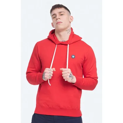 Zdjęcie Wood Wood bluza Bluza Wood Wood 10845600-2424 RED męska kolor czerwony z kapturem gładka 10845600.2424-RED