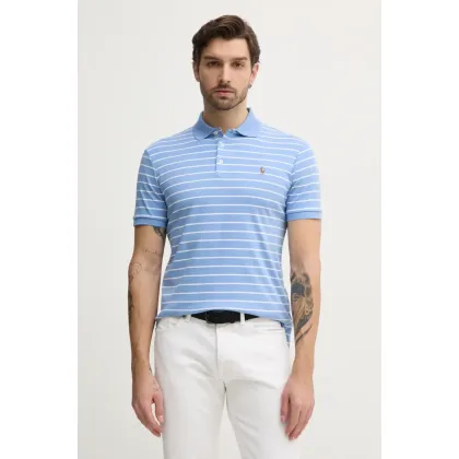 Zdjęcie Polo Ralph Lauren polo bawełniane kolor niebieski wzorzysty