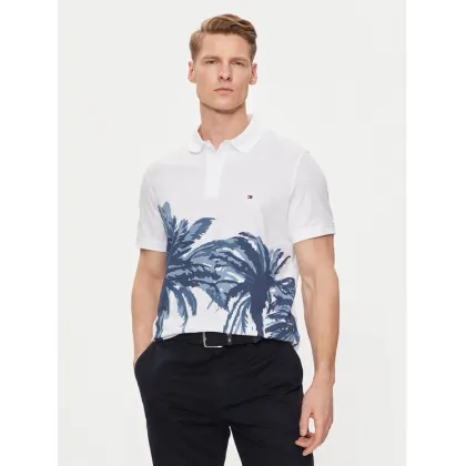 Zdjęcie Tommy Hilfiger Polo Palm Print MW0MW34758 Biały Regular Fit