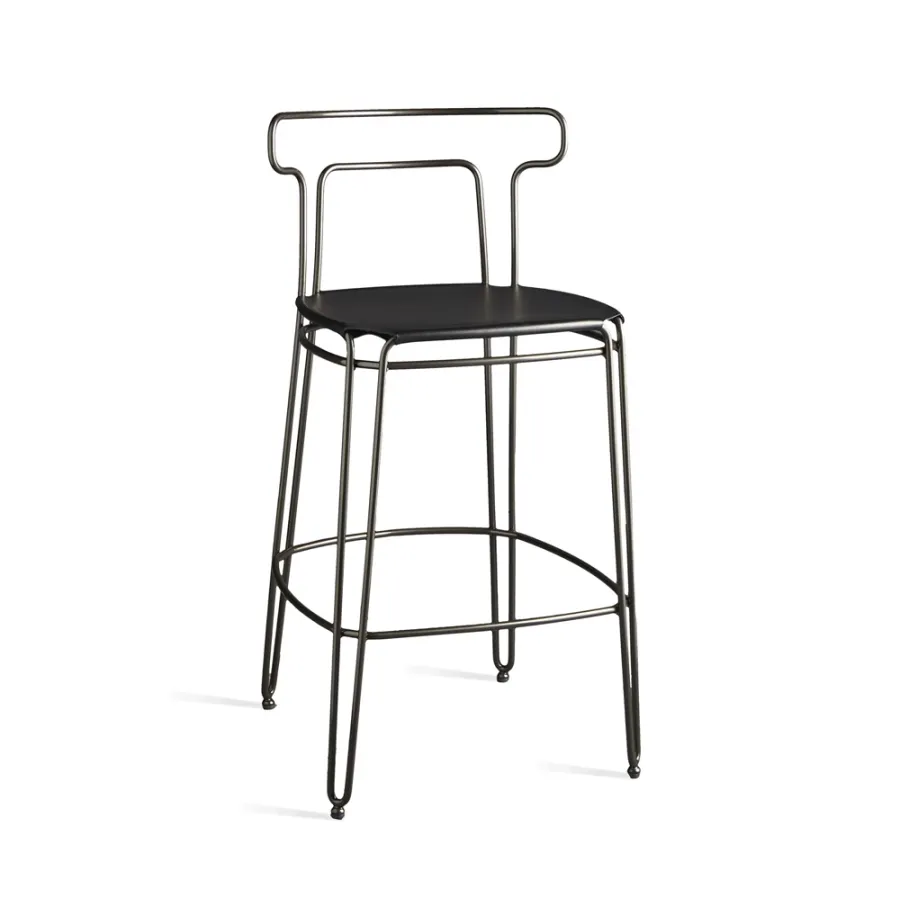 obrazek 1 Designerski, stalowy stołek barowy ze skórą - Jackie - Colico