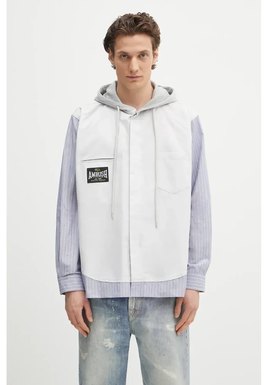 obrazek 1 AMBUSH bluza Hooded Shirt męska kolor szary z kapturem wzorzysta 12115312