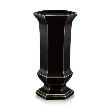 Zdjęcie Ceramiczny mały czarno złoty wazon - Ahura