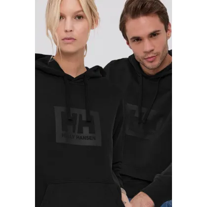 Zdjęcie Helly Hansen bluza bawełniana kolor czarny z kapturem 53289-597