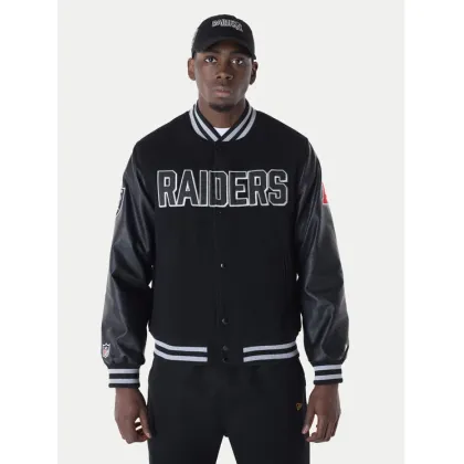 Zdjęcie New Era Kurtka bomber New Era NFL Las Vegas Raiders Varsity 60596371 Czarny Regular Fit