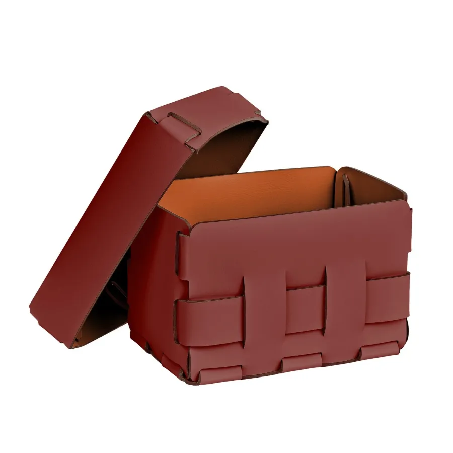 obrazek 2 Bordowy mały pleciony koszyk Bottega 12x19xH13 cm