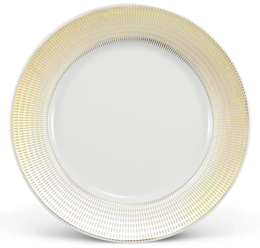 obrazek 1 Nowoczesny duży płaski talerz z porcelany ze złotym zdobieniem z kolekcji Angel wings – Leander