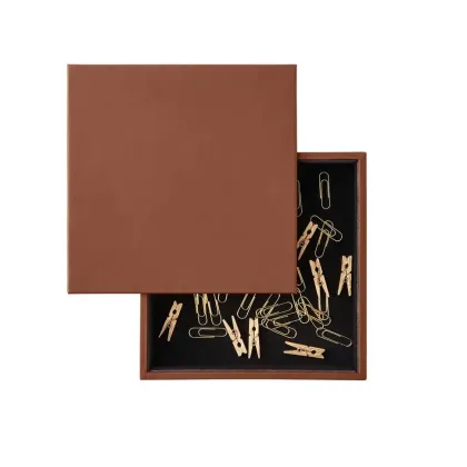 Picture Minerva closed leather container for office items