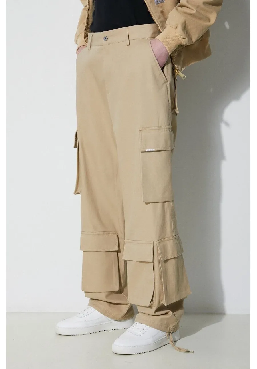 obrazek 1 Represent spodnie bawełniane Baggy Cargo Pant kolor beżowy w fasonie cargo MLM521.494
