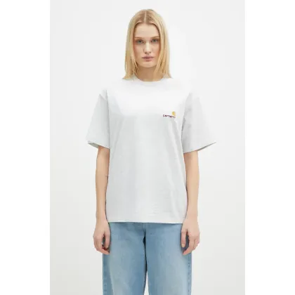 Zdjęcie Carhartt WIP t-shirt bawełniany S/S American Script T-Shirt damski kolor szary I032218.482XX