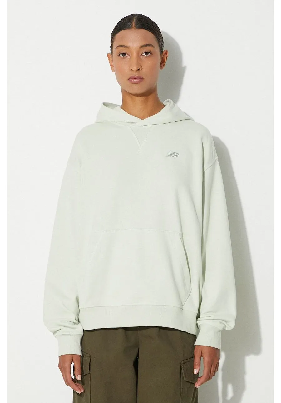 obrazek 1 New Balance bluza bawełniana Athletics French Terry Hoodie damska kolor zielony z kapturem gładka WT41537NUM