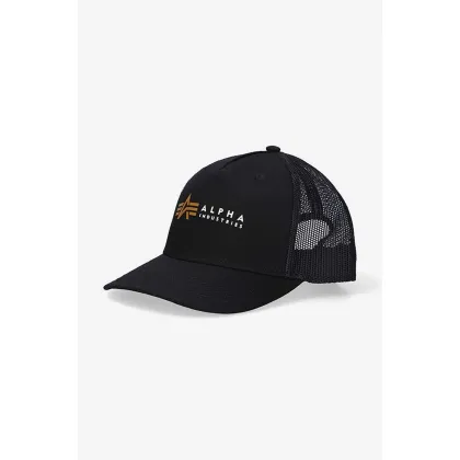 Zdjęcie Alpha Industries czapka z daszkiem Trucker Cap kolor czarny z nadrukiem 106901.03-CZARNY