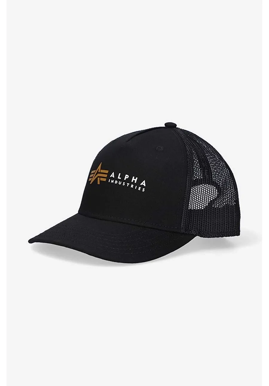 obrazek 1 Alpha Industries czapka z daszkiem Trucker Cap kolor czarny z nadrukiem 106901.03-CZARNY