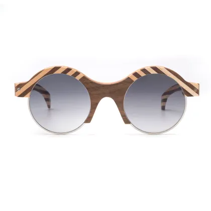 Zdjęcie Okrągłe okulary w nietypowej drewnianej oprawie - Legno Light