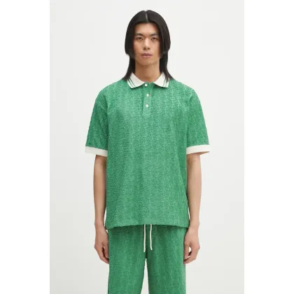 Zdjęcie Drôle de Monsieur polo bawełniane Le Polo Monogramme MC męski kolor zielony gładki G-PL150-CO201-EM