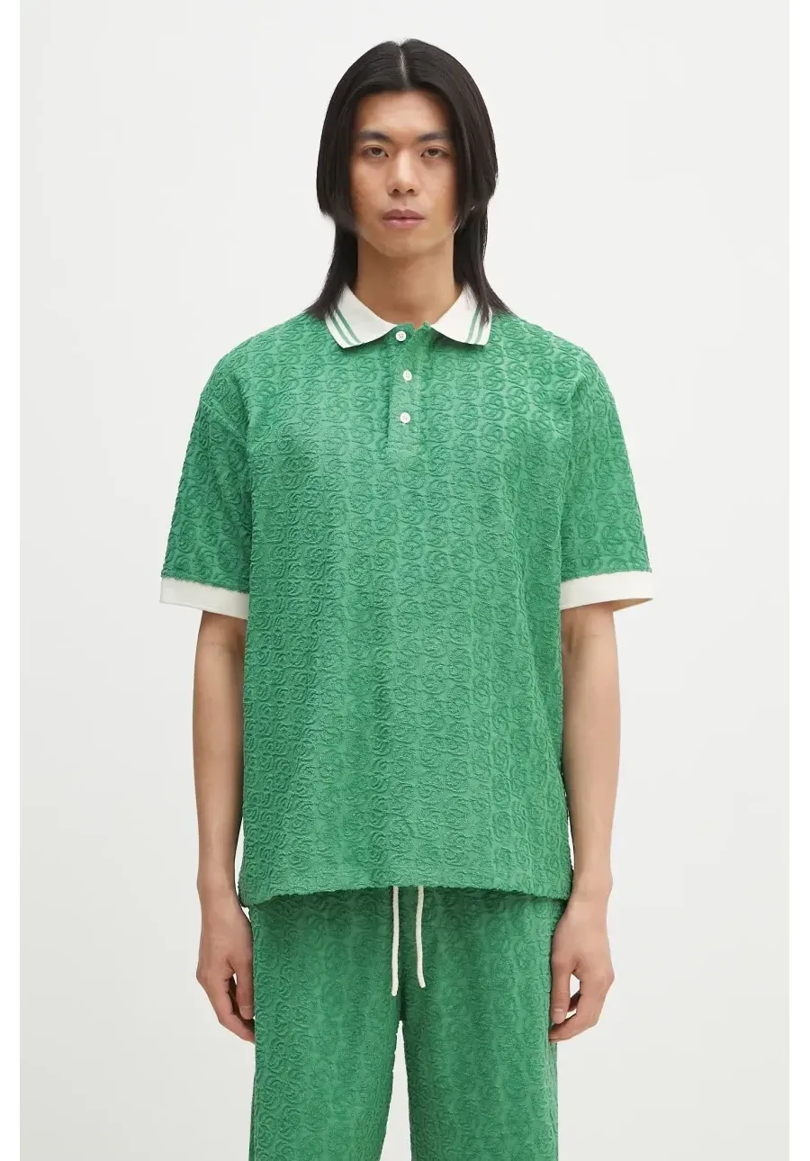 obrazek 1 Drôle de Monsieur polo bawełniane Le Polo Monogramme MC męski kolor zielony gładki G-PL150-CO201-EM