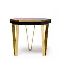 Picture Hexagonal coffee table with brass structure H.52xL.59xP.52 cm