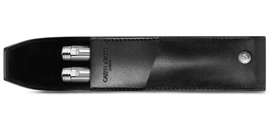 obrazek 2 Etui ze skóry na 2 pióra - Delvaux Haute MaroQuinerie na 2 szt. Black