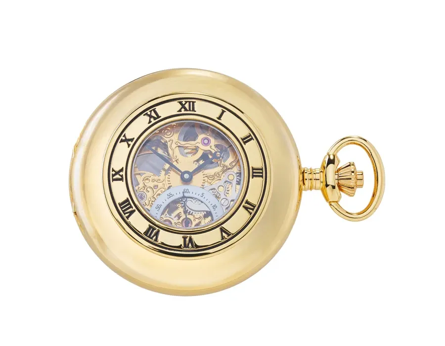 picture 6 Half Hunter 53mm Mechanical Pocket Watch – Gold