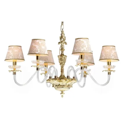 Zdjęcie Żyrandol z odlewanego mosiądzu z przezroczystymi ramionami Murano - Il Paralume Marina