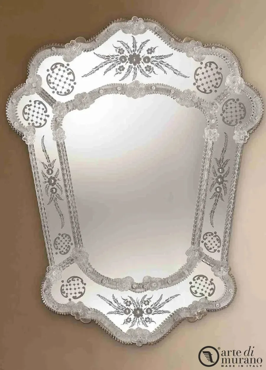 obrazek 1 Oryginalne lustro weneckie z piękną ramą szkło Murano
