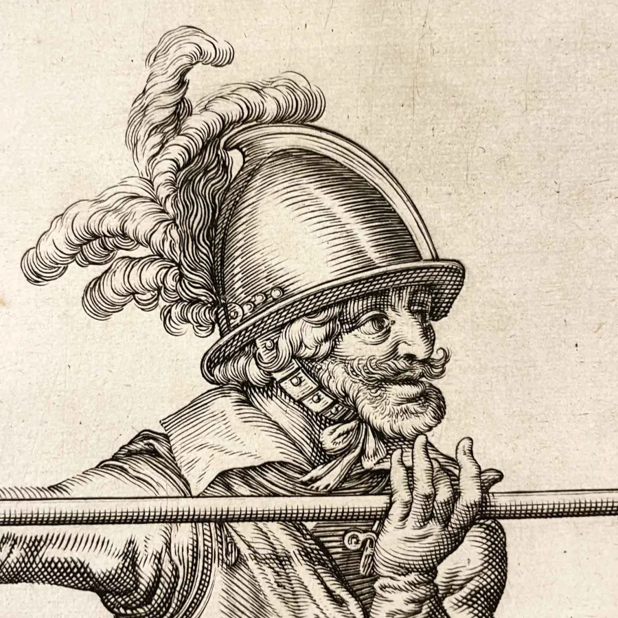 obrazek 2 Jacob De Gheyn Mąż w Broni Z Hełmem I Piką z XVII wieku