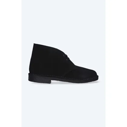 Zdjęcie Clarks Originals botki zamszowe Desert Boot kolor czarny na płaskim obcasie 26155524