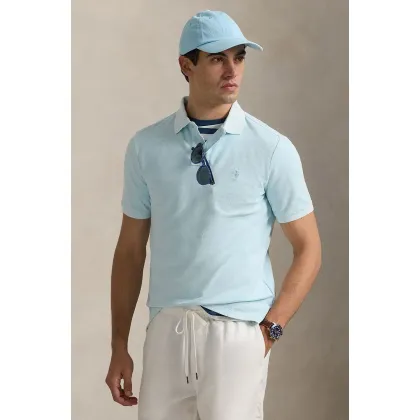 Zdjęcie Polo Ralph Lauren polo bawełniane męski kolor niebieski gładki 710969626