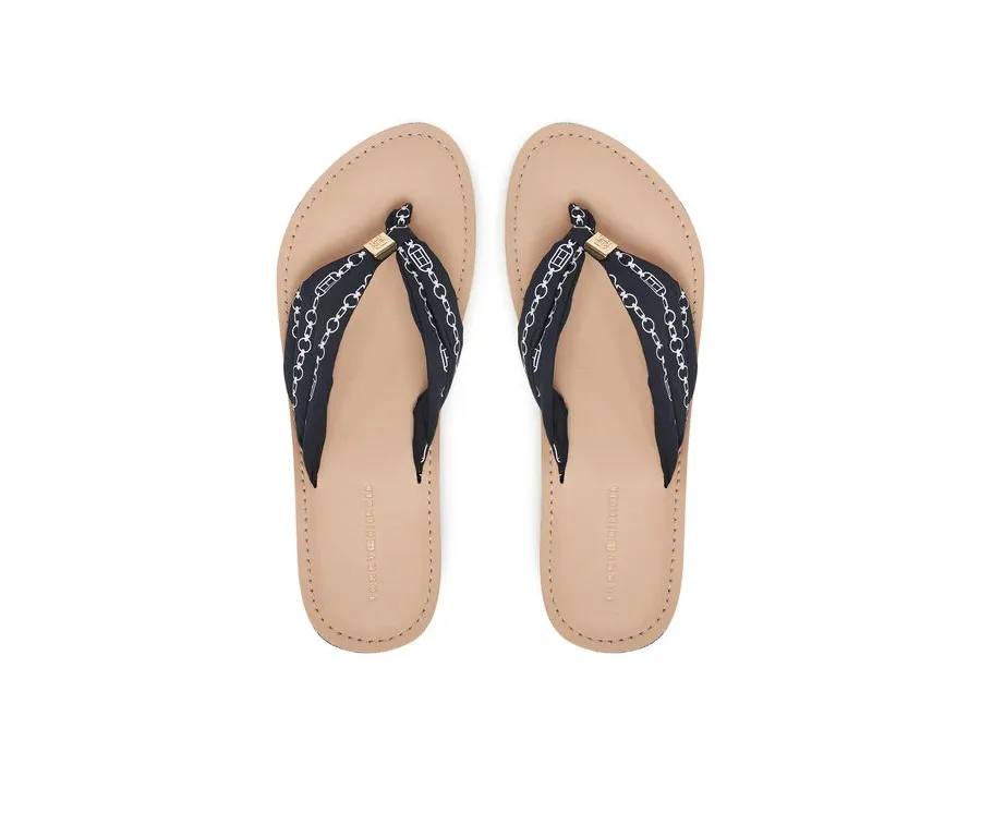 obrazek 1 Tommy Hilfiger Japonki Th Chain Print Elevated Sandal FW0FW08519 Granatowy