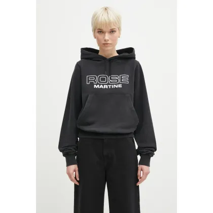 Zdjęcie Martine Rose bluza bawełniana Shrunken damska kolor czarny z kapturem z nadrukiem 625JS02002D